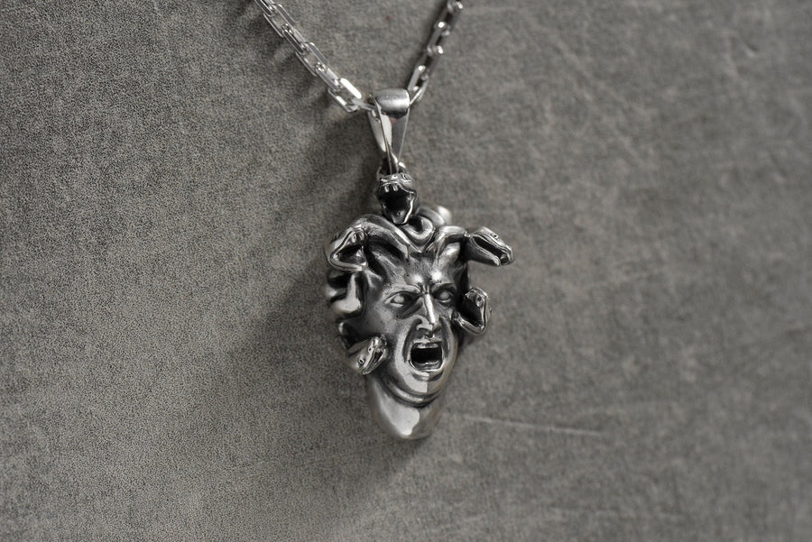 Sterling Silver Medusa Pendant: Greek Mythology Gorgon Necklace (etsy image id: 4927008376)