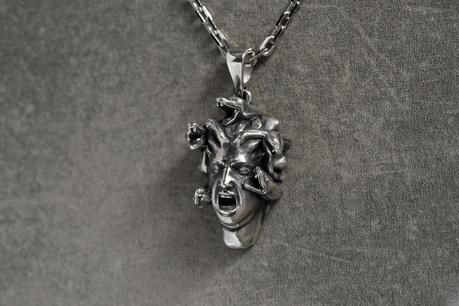 Sterling Silver Medusa Pendant: Greek Mythology Gorgon Necklace (etsy image id: 4927008376)