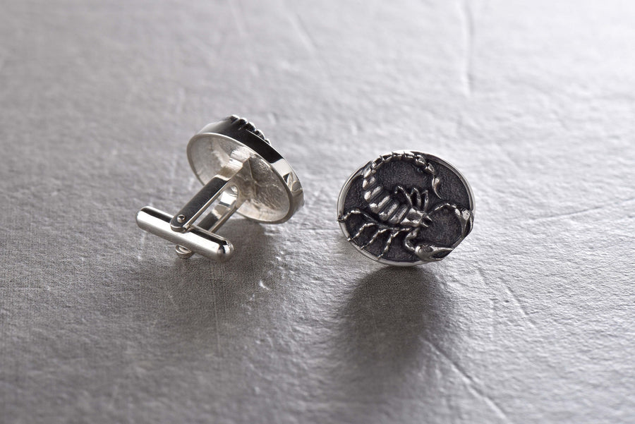 Sterling Silver Scorpion Cufflinks: Handmade Unusual Jewelry Gift (etsy image id: 7400786333)