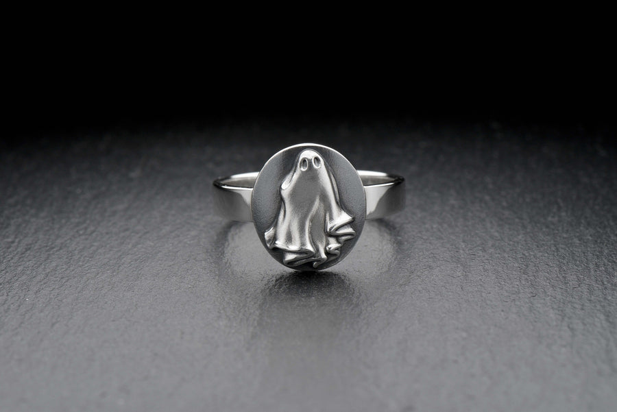 Sterling Silver Ghost Ring: Halloween Signet, Mystical Jewelry (etsy image id: 4989068579)