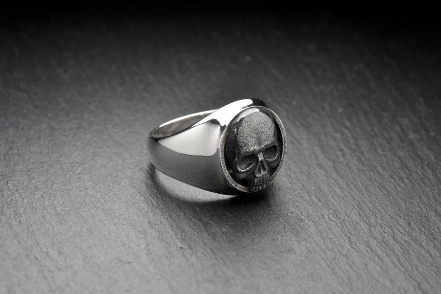Handmade Sterling Silver Skull Ring: Oxidized Gothic Biker Jewelry (etsy image id: 4940848682)
