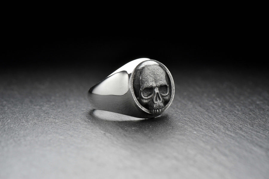 Handmade Sterling Silver Skull Ring: Oxidized Gothic Biker Jewelry (etsy image id: 4940848682)