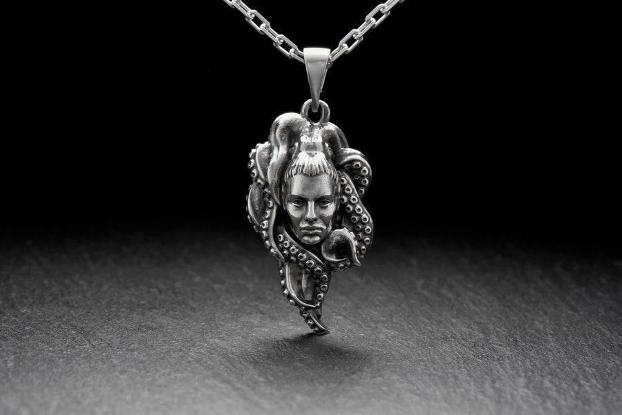 Sterling Silver Lady Octopus Pendant – Ocean Goddess Necklace