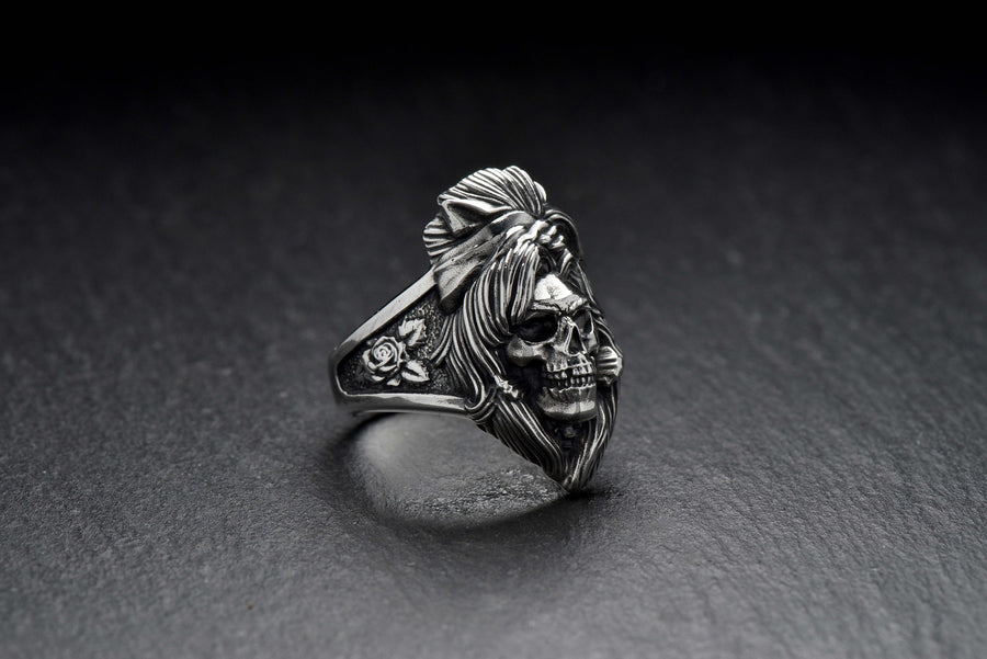 Sterling Silver Amy Winehouse Skull Ring: Handmade Halloween Jewelry (etsy image id: 4994512667)