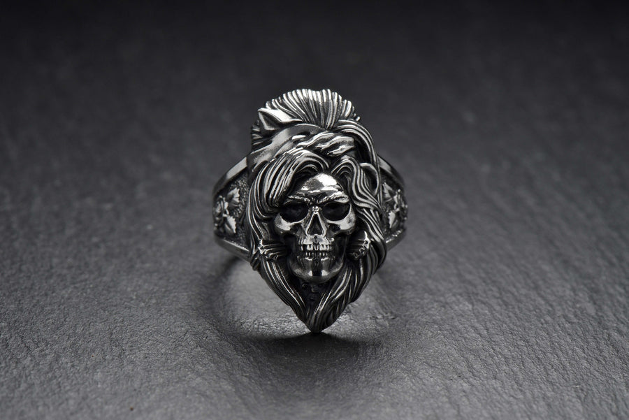 Sterling Silver Amy Winehouse Skull Ring: Handmade Halloween Jewelry (etsy image id: 4994512667)