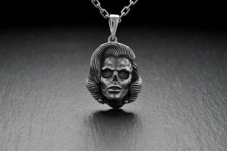 Sterling Silver Marilyn Monroe Skull Pendant: Handmade Halloween Jewelry (etsy image id: 4946370422)