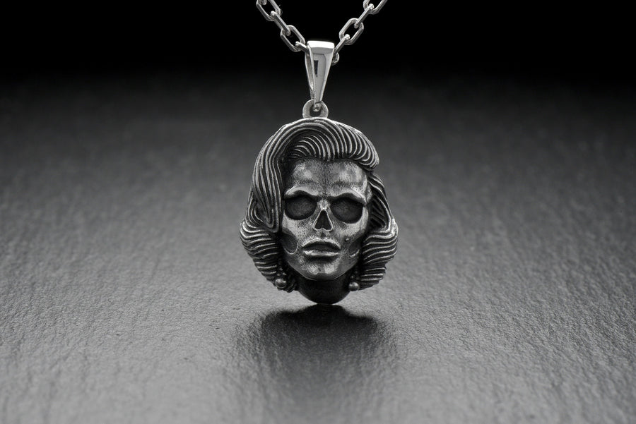 Sterling Silver Marilyn Monroe Skull Pendant: Handmade Halloween Jewelry (etsy image id: 4946370422)