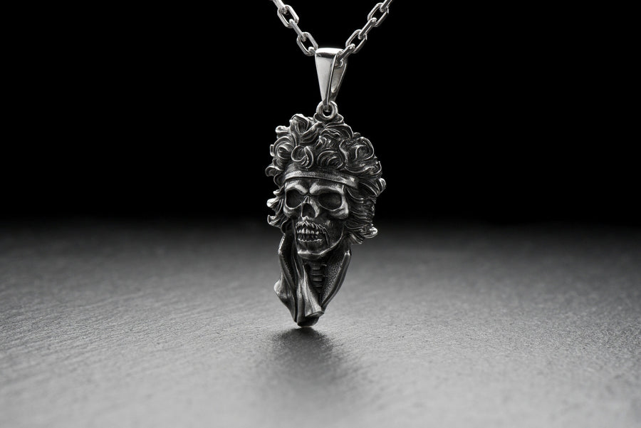 Sterling Silver Jimi Hendrix Skull Pendant: Rock & Roll Jewelry (etsy image id: 6322904685)