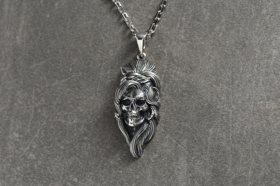Sterling Silver Amy Winehouse Skull Pendant: Handmade Rocker Jewelry (etsy image id: 4954205124)