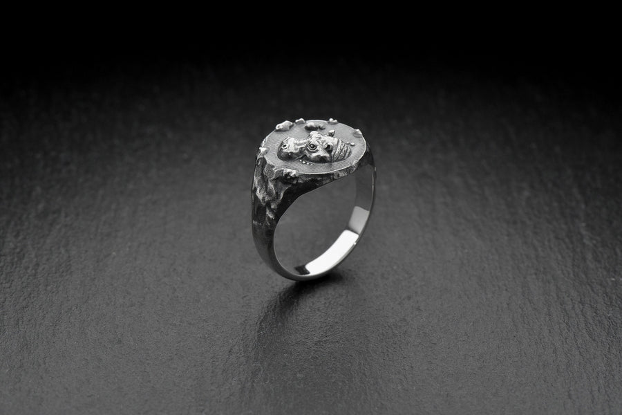 Handmade Sterling Silver Hippo Ring: Animal Totem Jewelry (etsy image id: 7349452434)