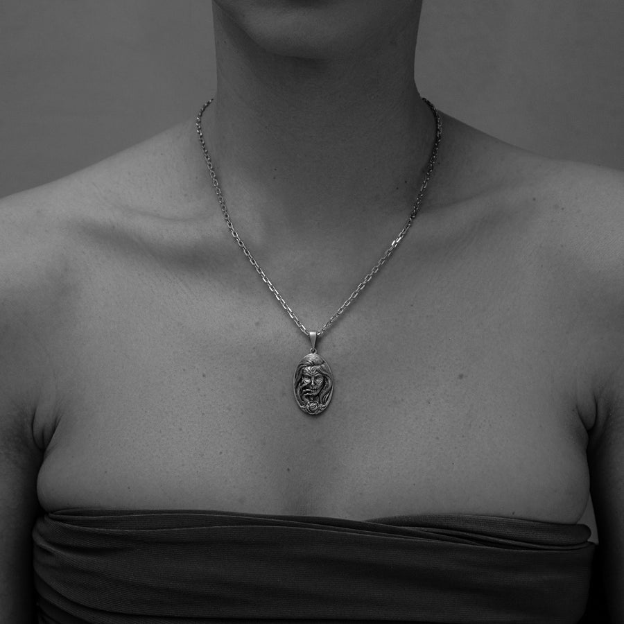 Sterling Silver Calavera Catrina Pendant: Handmade Skull Jewelry