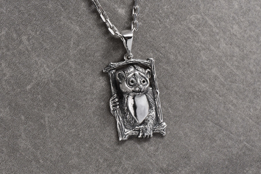 Sterling Silver Lemur Pendant: Handmade Animal Jewelry (etsy image id: 6872230418)