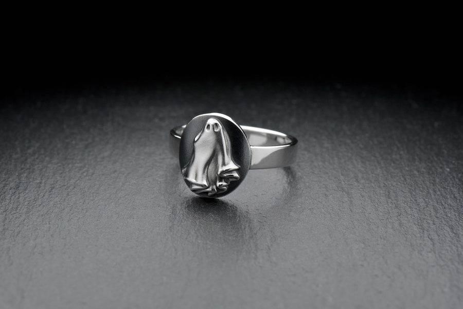Sterling Silver Ghost Ring: Halloween Signet, Mystical Jewelry (etsy image id: 4989068579)