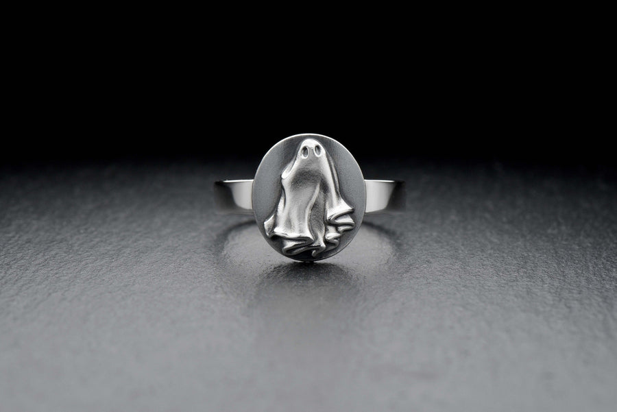 Sterling Silver Ghost Ring: Halloween Signet, Mystical Jewelry (etsy image id: 4989068579)