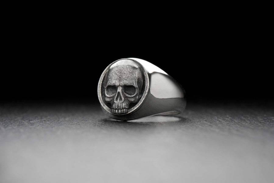 Handmade Sterling Silver Skull Ring: Oxidized Gothic Biker Jewelry (etsy image id: 4940848682)