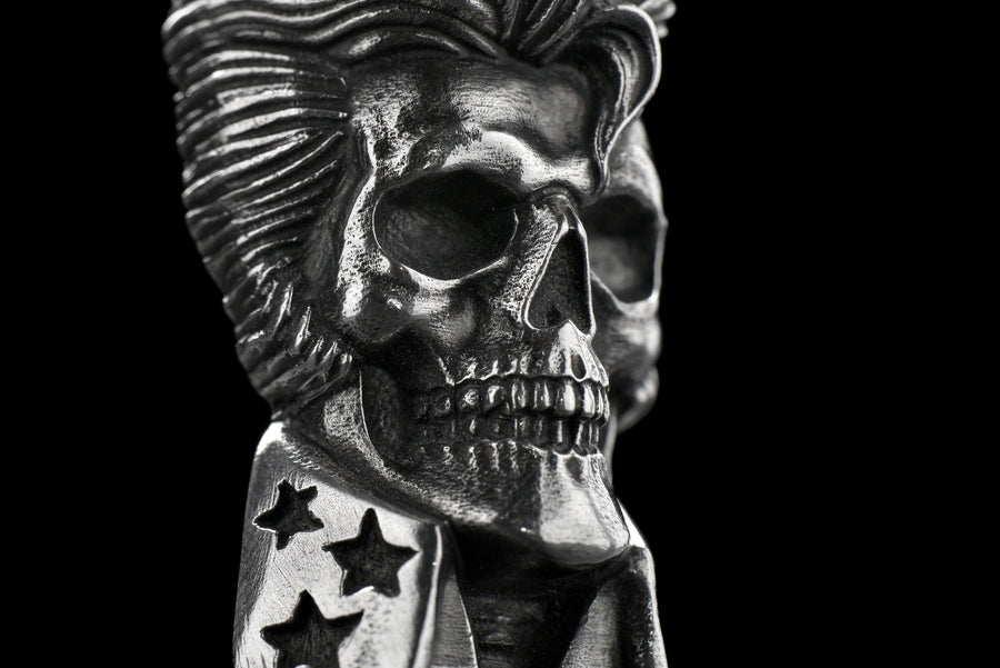 Elvis Presley Skull Sterling Silver Pendant - Halloween Jewelry (etsy image id: 4992489759)