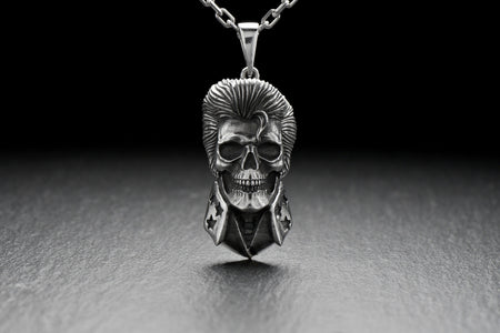 Elvis Presley Skull Sterling Silver Pendant - Halloween Jewelry (etsy image id: 4992489759)