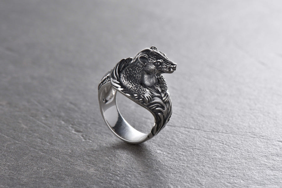 Sterling Silver Skunk Ring: Handmade Animal Totem Jewelry