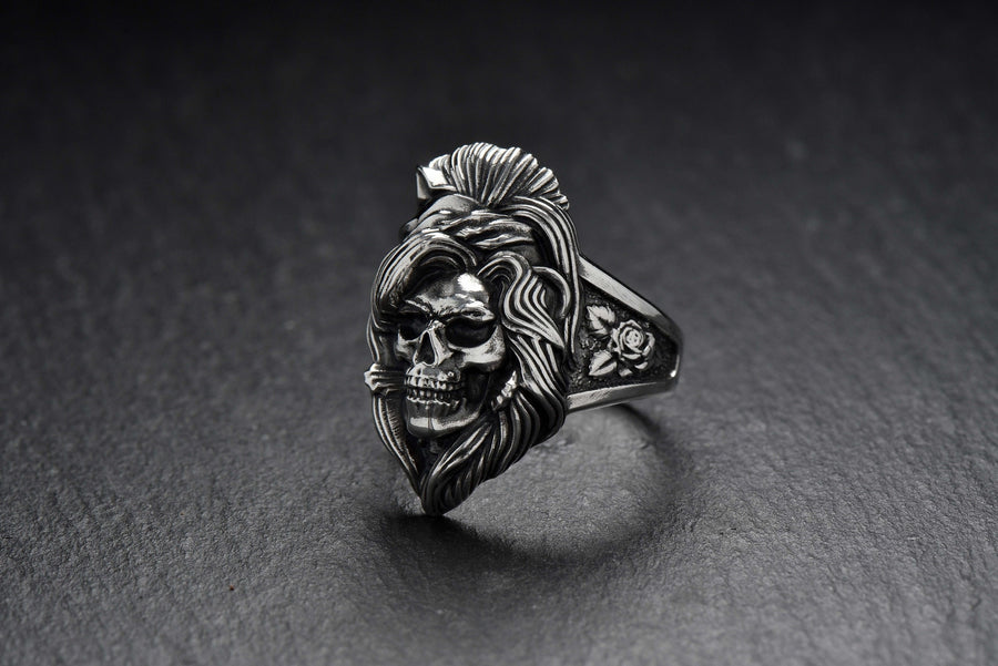Sterling Silver Amy Winehouse Skull Ring: Handmade Halloween Jewelry (etsy image id: 4994512667)