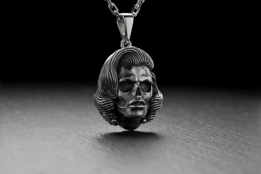 Sterling Silver Marilyn Monroe Skull Pendant: Handmade Halloween Jewelry (etsy image id: 4946370422)