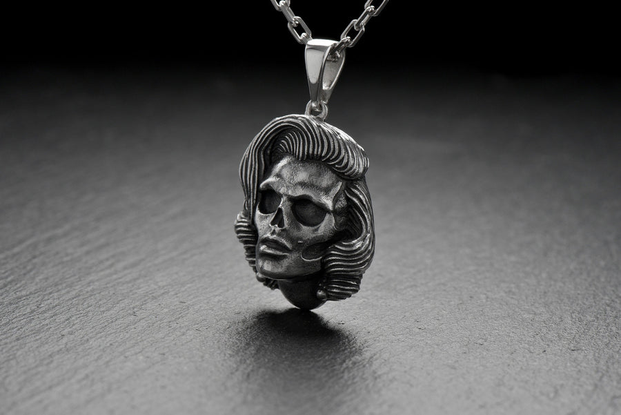 Sterling Silver Marilyn Monroe Skull Pendant: Handmade Halloween Jewelry (etsy image id: 4946370422)