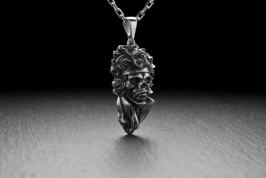 Sterling Silver Jimi Hendrix Skull Pendant: Rock & Roll Jewelry (etsy image id: 6322904685)