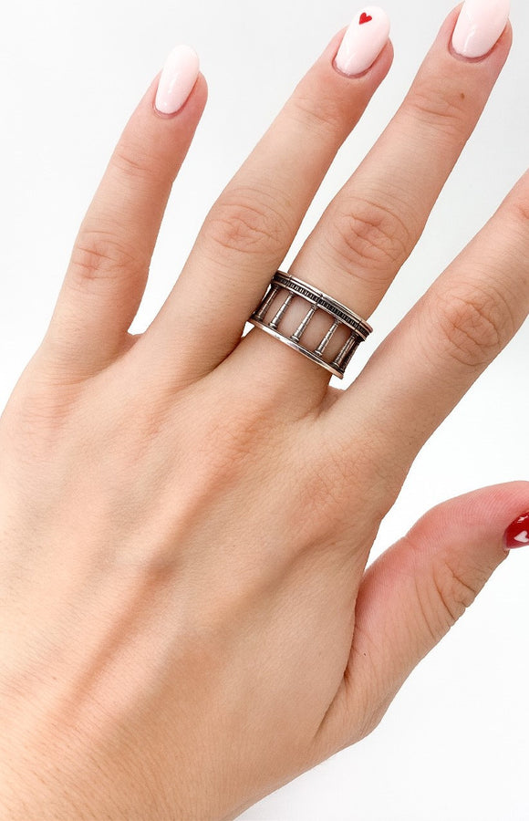 Sterling Silver Column Ring: Handmade Gothic Architecture Jewelry (etsy image id: 5535826380)