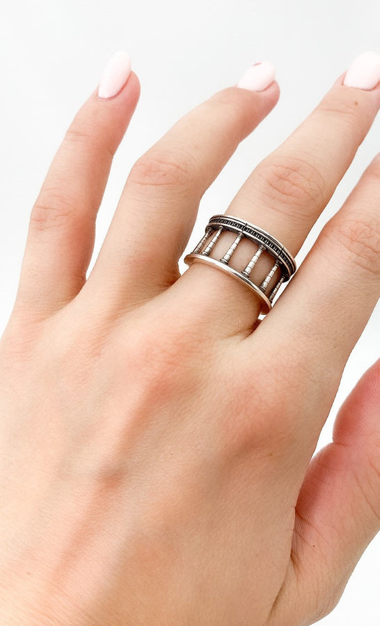 Sterling Silver Column Ring: Handmade Gothic Architecture Jewelry (etsy image id: 5535826380)