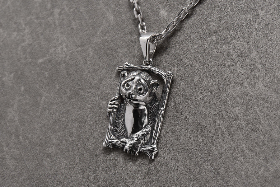 Sterling Silver Lemur Pendant: Handmade Animal Jewelry (etsy image id: 6872230418)