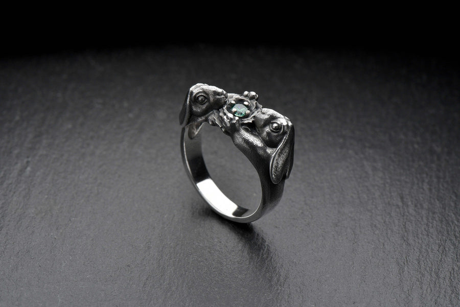 Sterling Silver Hare Ring: Oxidized Handmade Animal Jewelry (etsy image id: 7397243033)