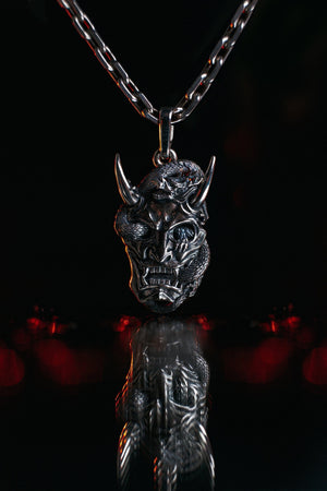 Sterling Silver Oni Mask Pendant, Handmade Asia Jewelry (etsy image id: 5034776118)