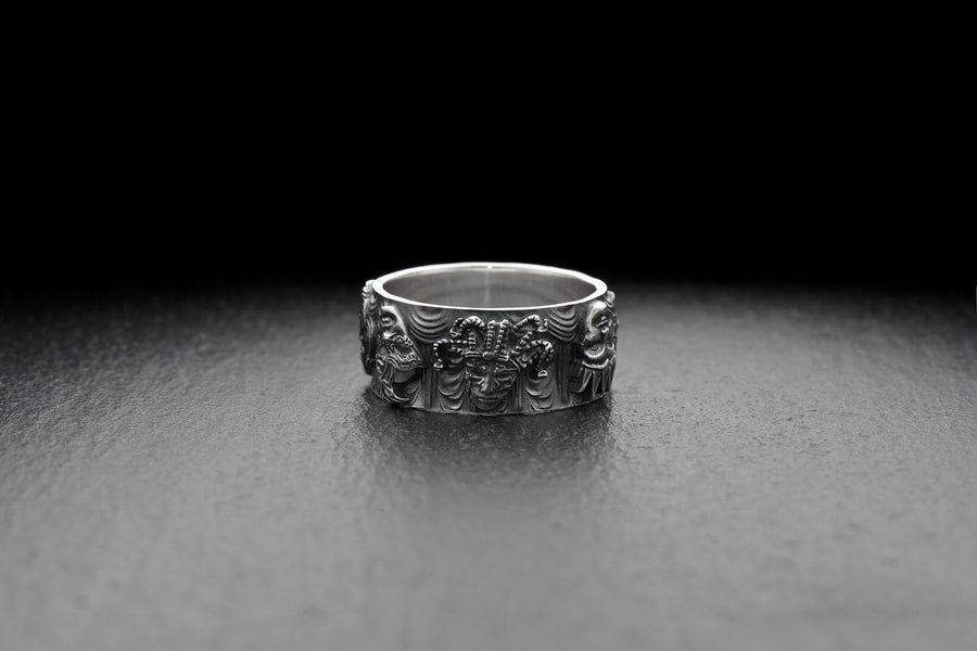 Sterling Silver Mask Ring: Handmade Harlequin Jewelry, Theater Gift (etsy image id: 7131933406)