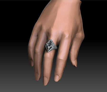 Sterling Silver Deer Skull Ring: Gothic Halloween Jewelry (etsy image id: 5065283708)