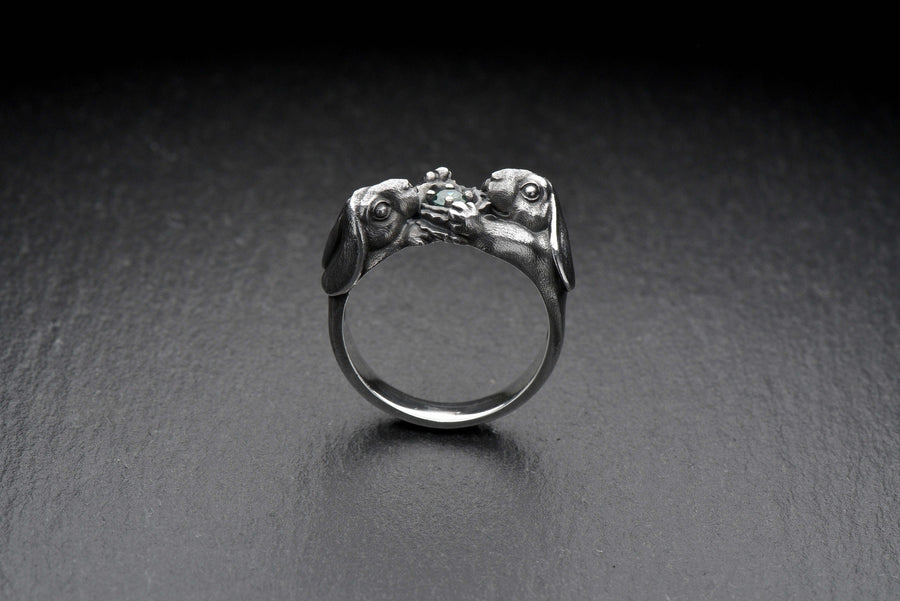 Sterling Silver Hare Ring: Oxidized Handmade Animal Jewelry (etsy image id: 7397243033)