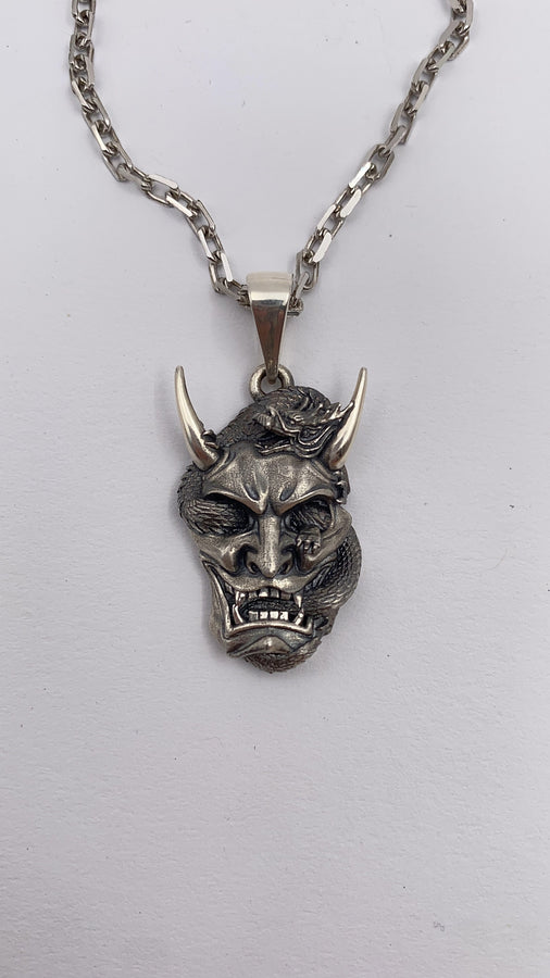 Sterling Silver Oni Mask Pendant, Handmade Asia Jewelry (etsy image id: 5088419480)