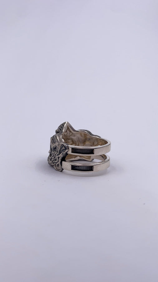 Sterling Silver Samurai Mask Ring: Japanese Warrior Jewelry