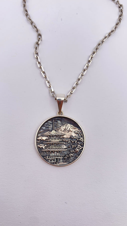 Sterling Silver Pagoda Pendant: Handmade Asian Architecture Jewelry (etsy image id: 5205405743)