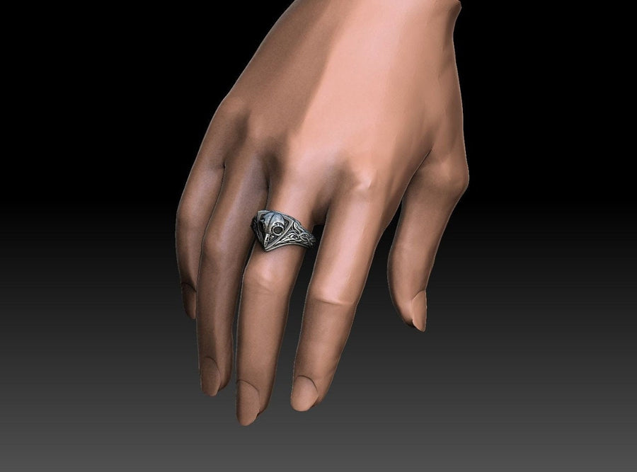 Embrace the mysteries of the night with our Sterling Silver Ring Owl Skull. This hauntingly beautiful piece is a tribute to the enigmatic and elusive spirit of the owl, a creature revered by many cultures for its wisdom and intuition. (etsy image id: 6981604606)