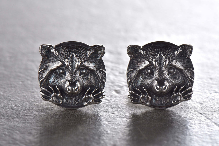 Sterling Silver Raccoon Cufflinks, Handmade Animal Jewelry (etsy image id: 7209221020)