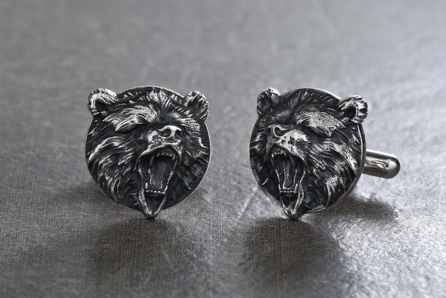 Elevate your style with these handcrafted sterling silver bear cufflinks, designed for those who appreciate both timeless elegance and the rugged spirit of wildlife. Each cufflink captures the strength and grace of the bear, a symbol of confidence, courage, and resilience. (etsy image id: 5749302659)