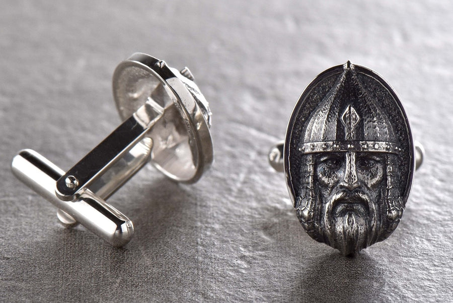 Sterling Silver Warrior Cufflinks: Handmade Medieval Knight Jewelry (etsy image id: 7197912748)