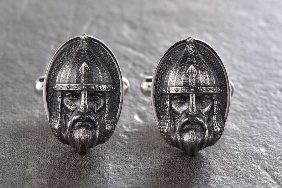 Sterling Silver Warrior Cufflinks: Handmade Medieval Knight Jewelry (etsy image id: 7197912748)