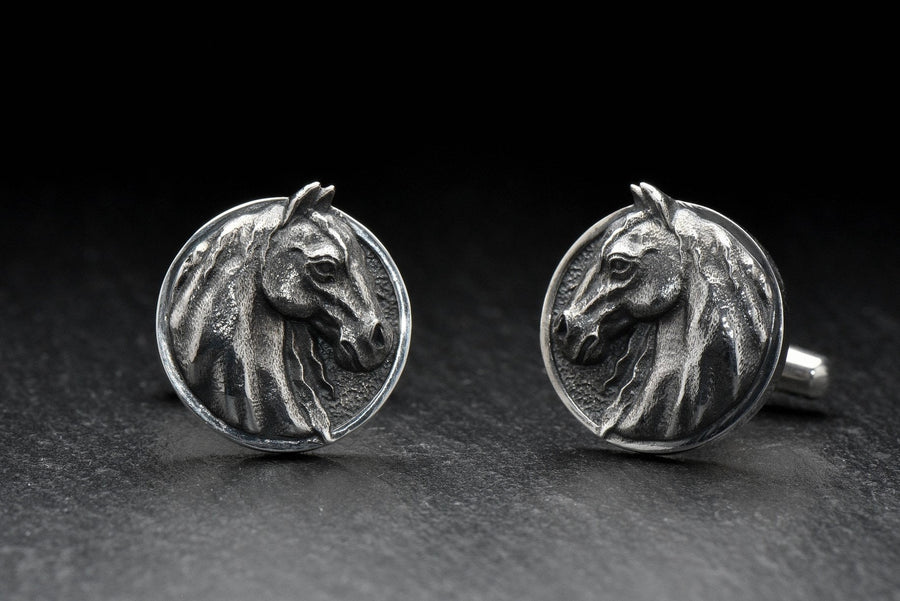 Sterling Silver Horse Cufflinks: Handcrafted Animal Jewelry Gift (etsy image id: 7397166197)
