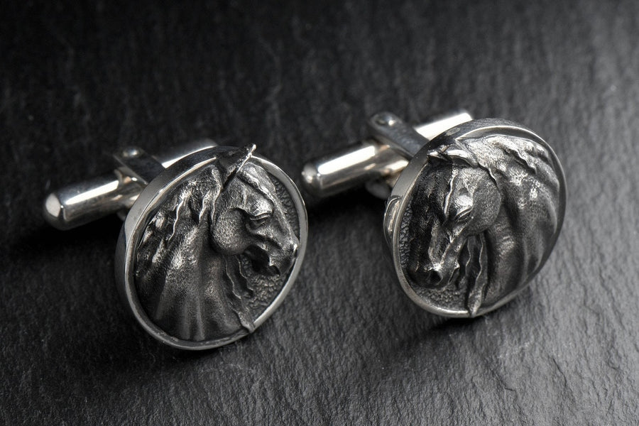 Sterling Silver Horse Cufflinks: Handcrafted Animal Jewelry Gift (etsy image id: 7397166197)