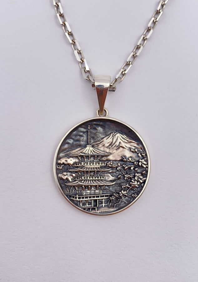 Sterling Silver Pagoda Pendant: Handmade Asian Architecture Jewelry (etsy image id: 5205405743)