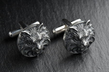 Sterling  Silver Maine Coon Cufflinks, Handmade Pet Cufflinks, Pet Jewelry, Cat Cufflinks, Gift For Him, Cat Jewelry, Men Silver Jewelry (etsy image id: 5222621261)