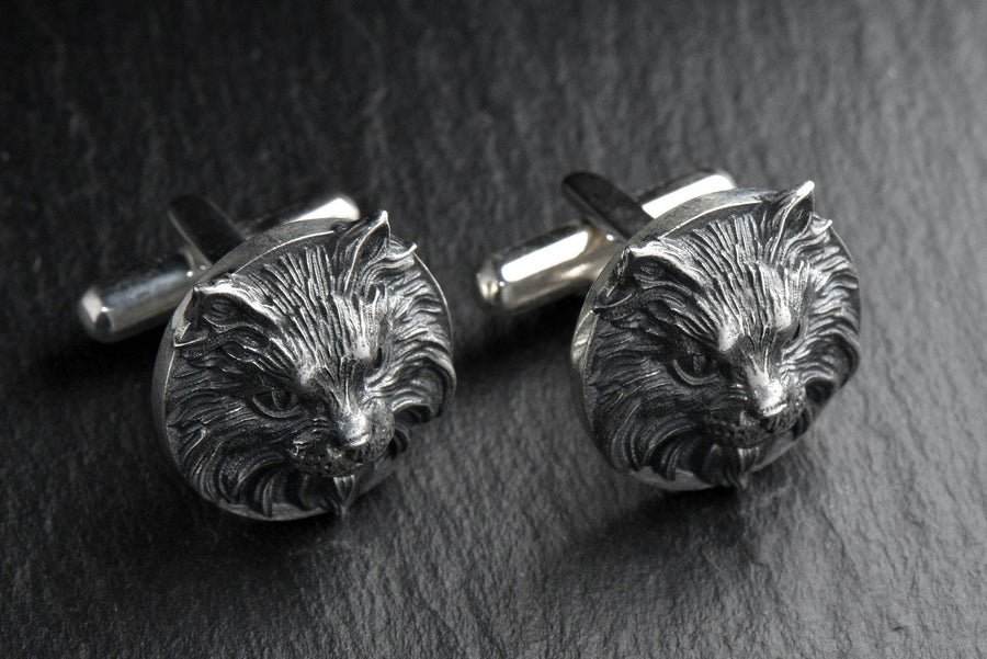 Sterling  Silver Maine Coon Cufflinks, Handmade Pet Cufflinks, Pet Jewelry, Cat Cufflinks, Gift For Him, Cat Jewelry, Men Silver Jewelry (etsy image id: 7759115164)