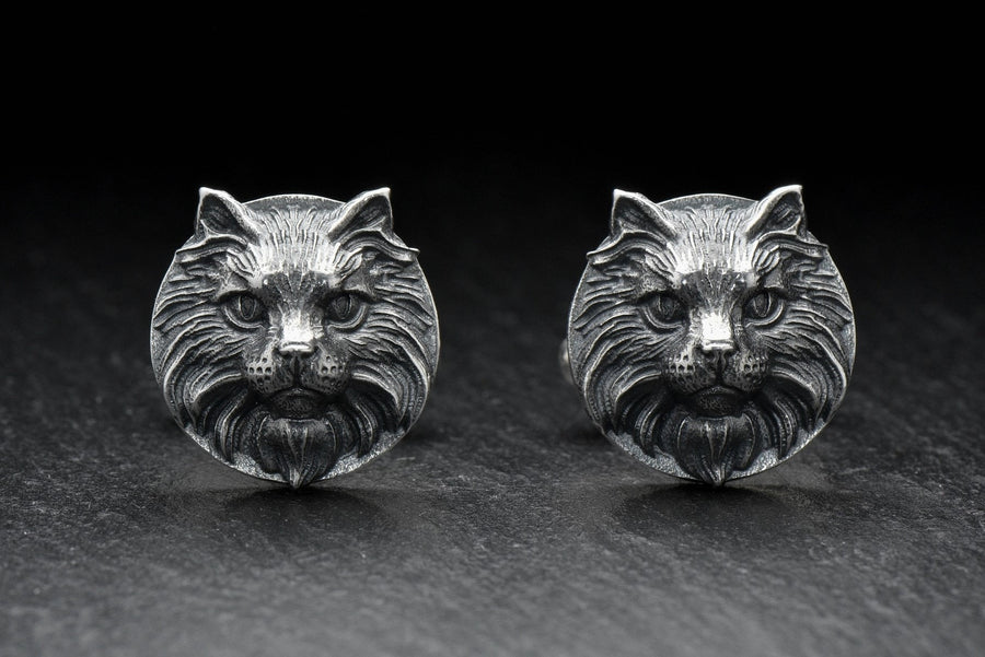 Sterling  Silver Maine Coon Cufflinks, Handmade Pet Cufflinks, Pet Jewelry, Cat Cufflinks, Gift For Him, Cat Jewelry, Men Silver Jewelry (etsy image id: 7759115164)