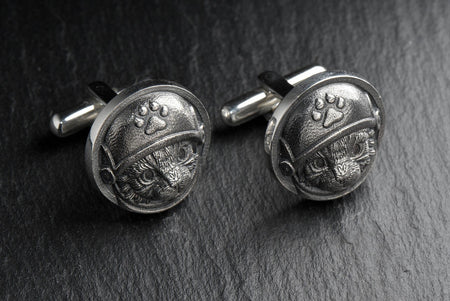 Sterling Silver Astronaut Cat Cufflinks, Cosmos Animal Jewelry, Polished Oxidized Finish (etsy image id: 5222657193)