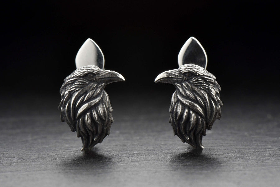 Oxidized Sterling Silver Crow Earrings: Gothic Raven Jewelry (etsy image id: 5228373986)